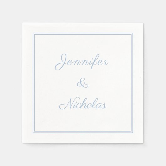 Elegante formelle hellblaue Schrift Hochzeit Serviette (Vorderseite)