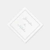 Elegante formelle hellblaue Schrift Hochzeit Serviette (Ecke)