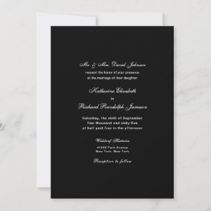 Elegante formelle Hochzeit an einem Ort in Schwarz Einladung