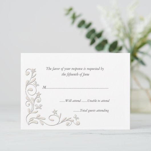 Elegante formelle Hochzeitkarte RSVP Karte (Stehend Vorderseite)
