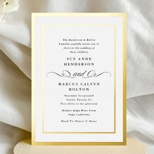 Elegante formelle Kalligrafie Goldrahmen Hochzeit Folieneinladung