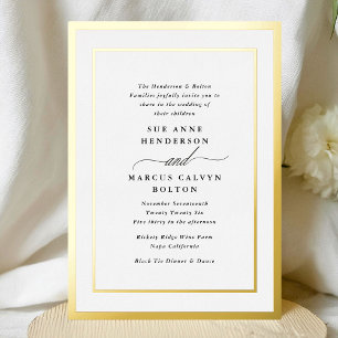 Elegante formelle Kalligrafie Goldrahmen Hochzeit Folieneinladung