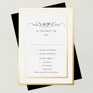 Elegante formelle Kalligrafie Goldrahmen Hochzeit Folieneinladung