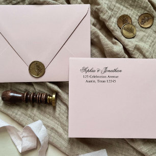 Elegante formelle Kalligrafie-Hochzeitsrücksendead Permastempel