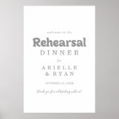 Elegante formelle minimale Probe-Dinner-Willkommen Poster (Vorne)