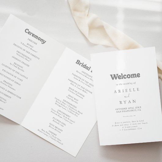 Elegante formelle minimalistische gefaltete Hochze Programm