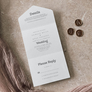 Elegante formelle minimalistische Hochzeit All In One Einladung