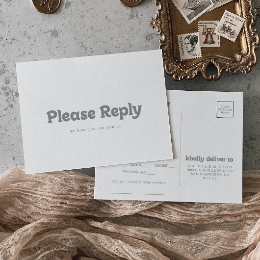 Elegante formelle minimalistische Menüauswahl RSVP Postkarte