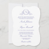 Elegante formelle Mongram Lavender Wedding Einladung (Vorderseite)