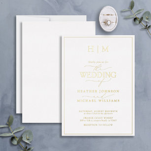 Elegante formelle Monogramm-Kalligrafie-Hochzeit G Folieneinladung