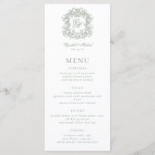 Elegante formelle Monogramm-Wappen Hochzeit in Sag Menükarte (Vorderseite)