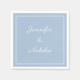Elegante formelle Powder Blue Schrift Hochzeit Serviette