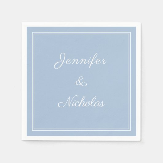 Elegante formelle Powder Blue Schrift Hochzeit Serviette (Vorderseite)