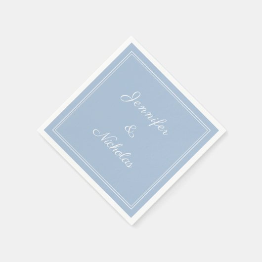 Elegante formelle Powder Blue Schrift Hochzeit Serviette (Ecke)