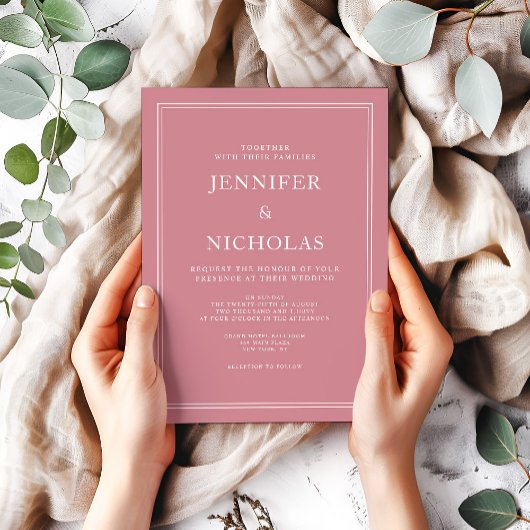 Elegante formelle, rosa Hochzeit Einladung