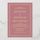 Elegante formelle rosa Hochzeit Folieneinladung (Vorderseite)