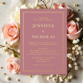 Elegante formelle rosa Hochzeit Folieneinladung