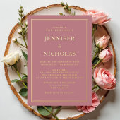Elegante formelle rosa Hochzeit Folieneinladung