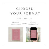 Elegante formelle, rosa Virtual Wedding Einladung