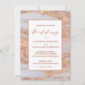Elegante formelle Rose Gold Marble Script Hochzeit Einladung (Vorderseite)