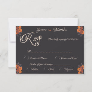 Elegante formelle RSVP-Karte mit orangefarbenen Bl RSVP Karte