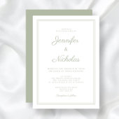 Elegante formelle Sage Green Script Hochzeit Einladung