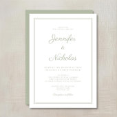 Elegante formelle Sage Green Script Hochzeit Einladung