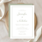 Elegante formelle Sage Green Script Hochzeit Einladung
