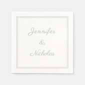 Elegante formelle Sage Green Script Hochzeit Serviette (Vorderseite)