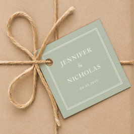 Elegante formelle Salbei-grüne Hochzeit Geschenkanhänger