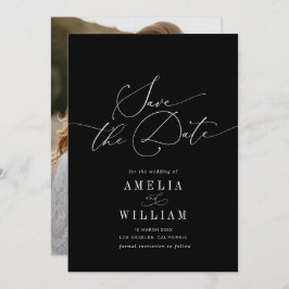 elegante formelle Schwarz-Weiß-Hochzeit Save The Date