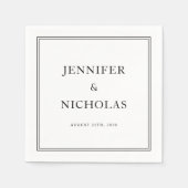 Elegante formelle Schwarz-Weiß-Hochzeit Serviette (Vorderseite)