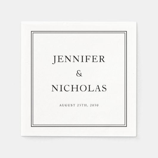 Elegante formelle Schwarz-Weiß-Hochzeit Serviette (Vorderseite)