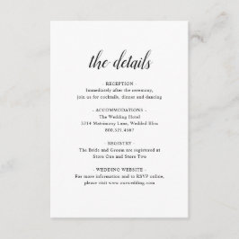 Elegante formelle Schwarz-weiße Details Einfache H Begleitkarte