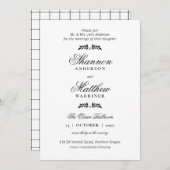 Elegante formelle Schwarz-weiße Einladung (Vorne/Hinten)