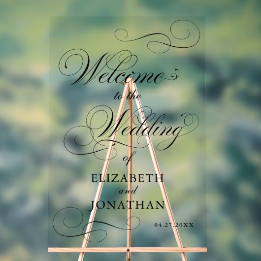 Elegante formelle Schwarze SkriptWedding Willkomme Acrylschild (Neutral)