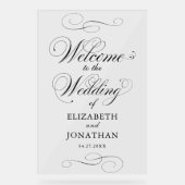 Elegante formelle Script Black Wedding Willkommen Acrylschild (Vorderseite)