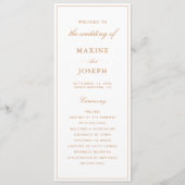 Elegante formelle verbrannte orange Hochzeit Programm (Vorderseite)