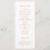 Elegante formelle verbrannte orange Hochzeit Programm (Rückseite)