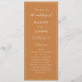 Elegante formelle verbrannte orange Hochzeit Programm (Vorderseite)