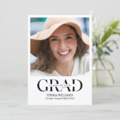 Elegante Foto-Abschlussfeier  Einladung (Stehend Vorderseite)