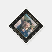 Elegante Foto Black & Gold Moderne Graduiertenpart Serviette (Ecke)