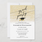 Elegante Foto Black Gold Script Graduation Party Einladung (Vorderseite)