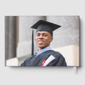 Elegante Foto Blue Graduation Party Gästebuch (Rückseite)