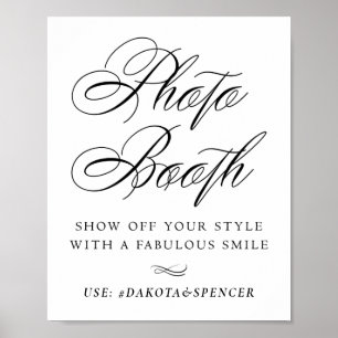 Elegante Foto Booth Smile Black Calligraphy Chic Poster