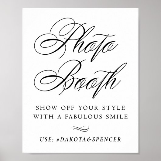 Elegante Foto Booth Smile Black Calligraphy | Chic Poster (Vorne)