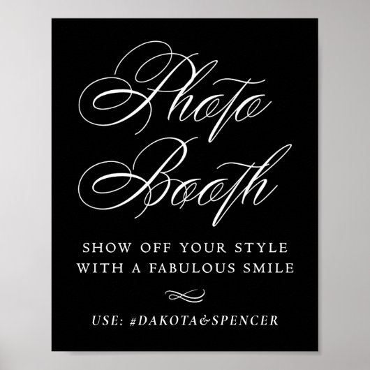 Elegante Foto Booth Smile White Calligraphy | Chic Poster (Vorne)