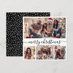 Elegante Foto Collage Black Script Schneezeit Feiertagskarte