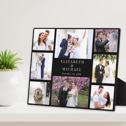 Elegante Foto Collage Black Wedding Fotoplatte