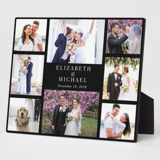 Elegante Foto Collage Black Wedding Fotoplatte (Seite)
